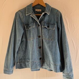 Madewell Northward Cropped Blue Denim Military Jacket Size XS